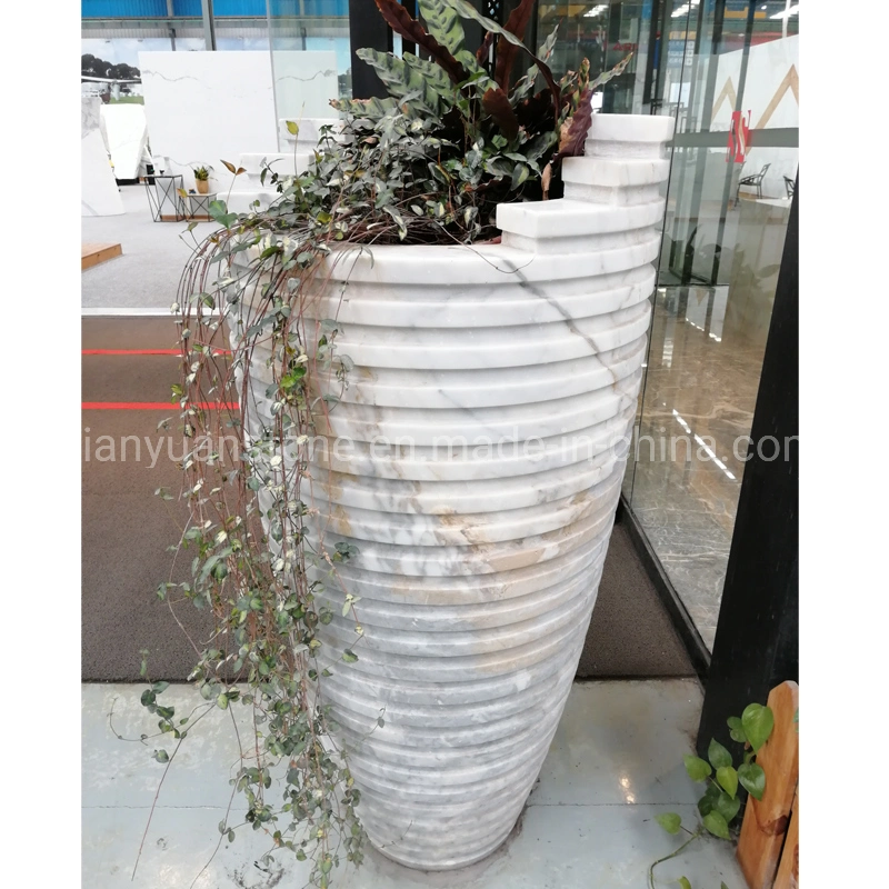 Garden Ornament Stone Flower Pot White Marble Garden Planter