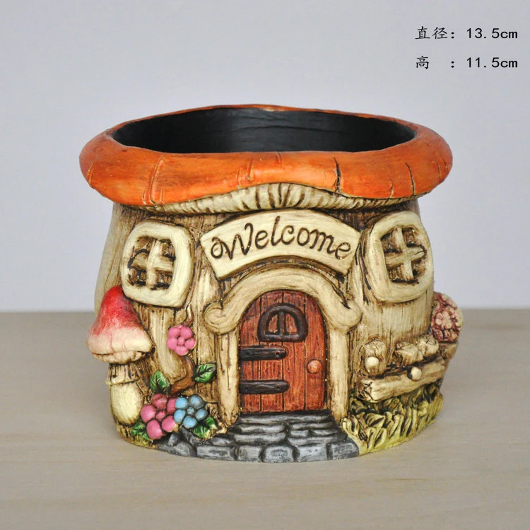 Custom Mushroom House Basket Garden Flower Pot Planter