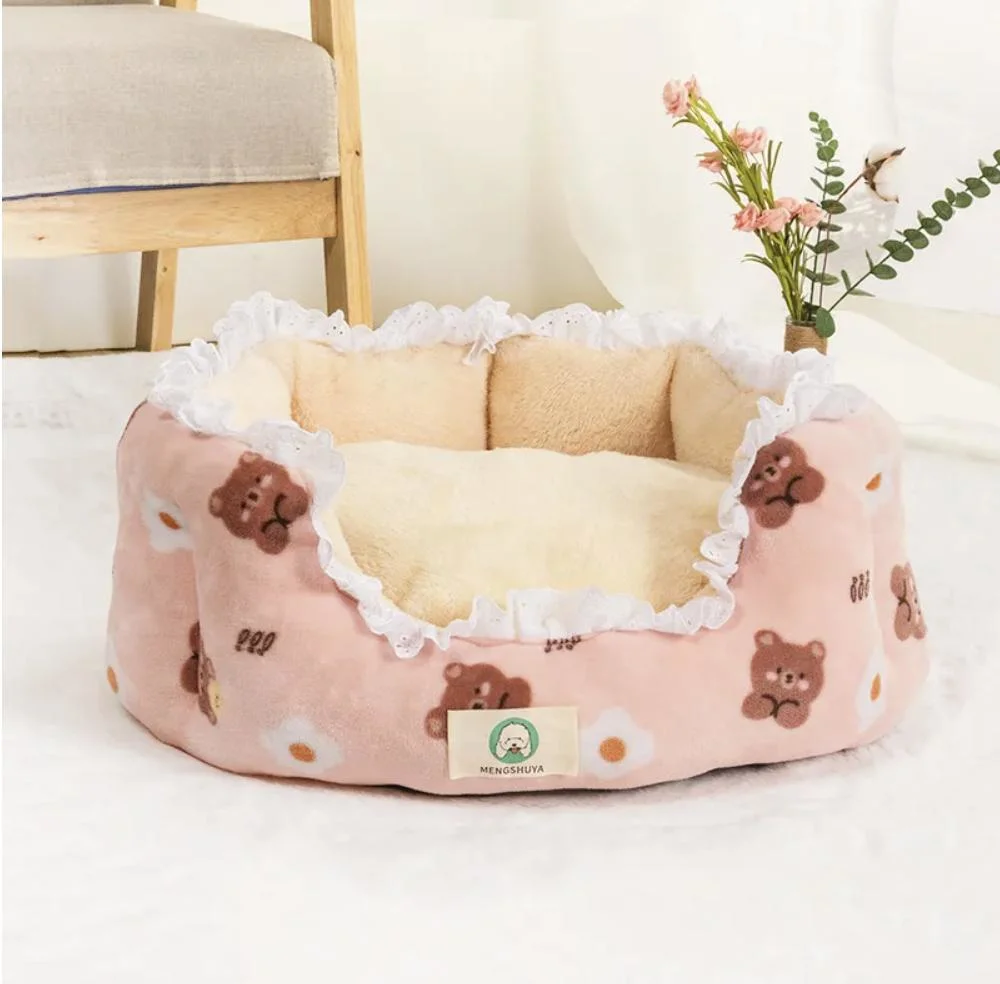 Hot Selling Cute Cartoon Printing Plush Kennel Pet Small Animal Dog Cat Beds Mat