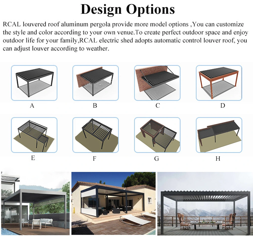 2-20% Discount Bioclimatic Patio Awnings Canopy Solid Roof LED Pergola Aluminium Outdoor Garden Buildings