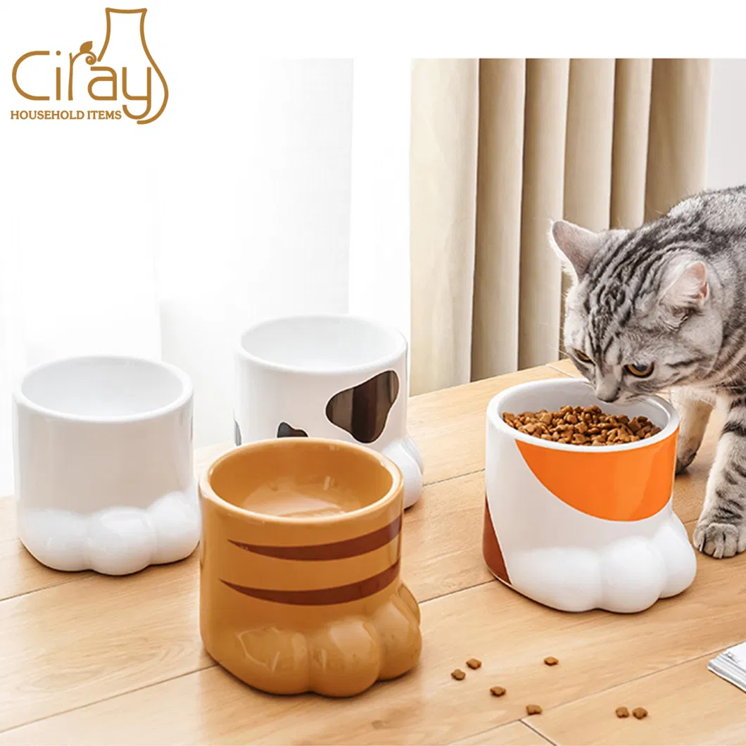 Creative Very Cute Raised Ceramic Pet Bowl Cat Feeder