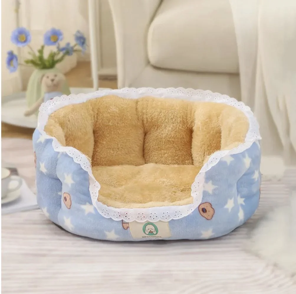 Hot Selling Cute Cartoon Printing Plush Kennel Pet Small Animal Dog Cat Beds Mat