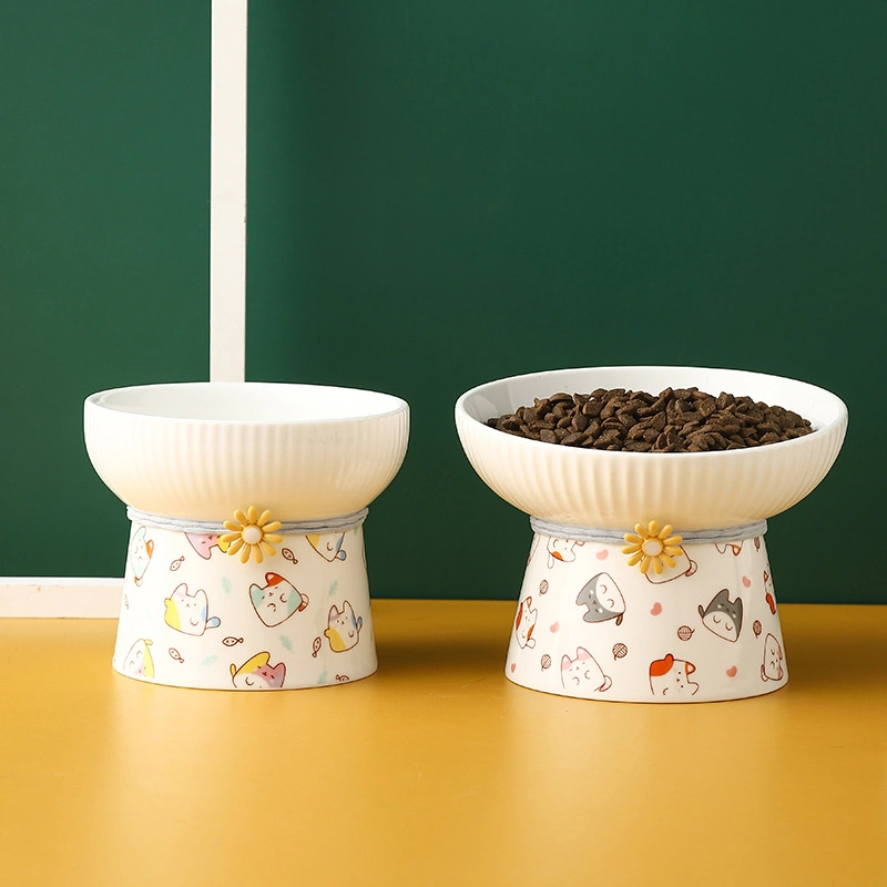 Ceramic Cat Bowl Pet Cat Drinking Water Bowl Cartoon Cat Food Bowl