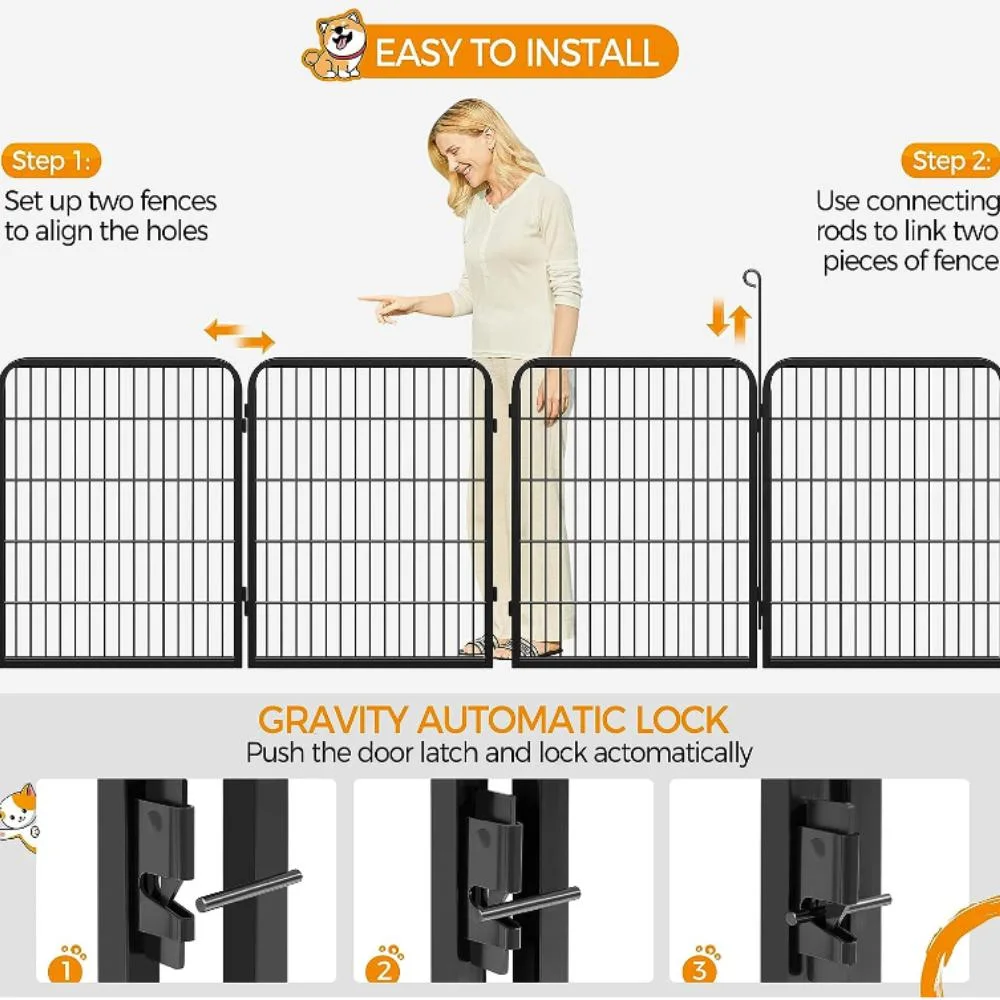 12 Panel Dog Fence 25&quot; Heavy Duty Dog Playpen Indoor for Puppy/Rabbit/Small Animals