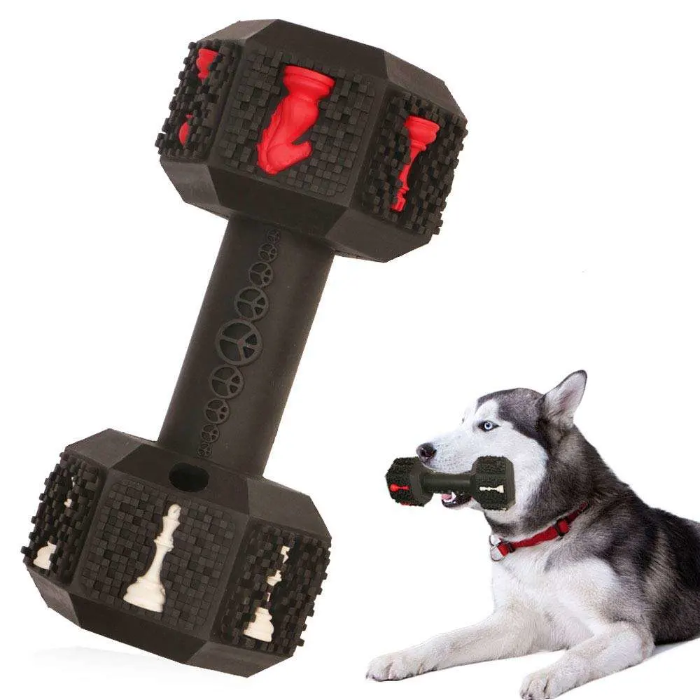 Modern Manufacture Rubber Indestructible Leakage Food Dumbbell Bite Pet Chew Dog Toy