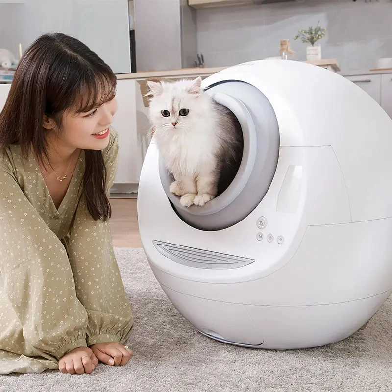 Smart Setting Almosphere Light Intelligent Control Cat Litter Box Auto Cleaning Cat Litter Tray Basin Luxury Ball Robbot Mute Automatic Self Cleaning Cat Toilet