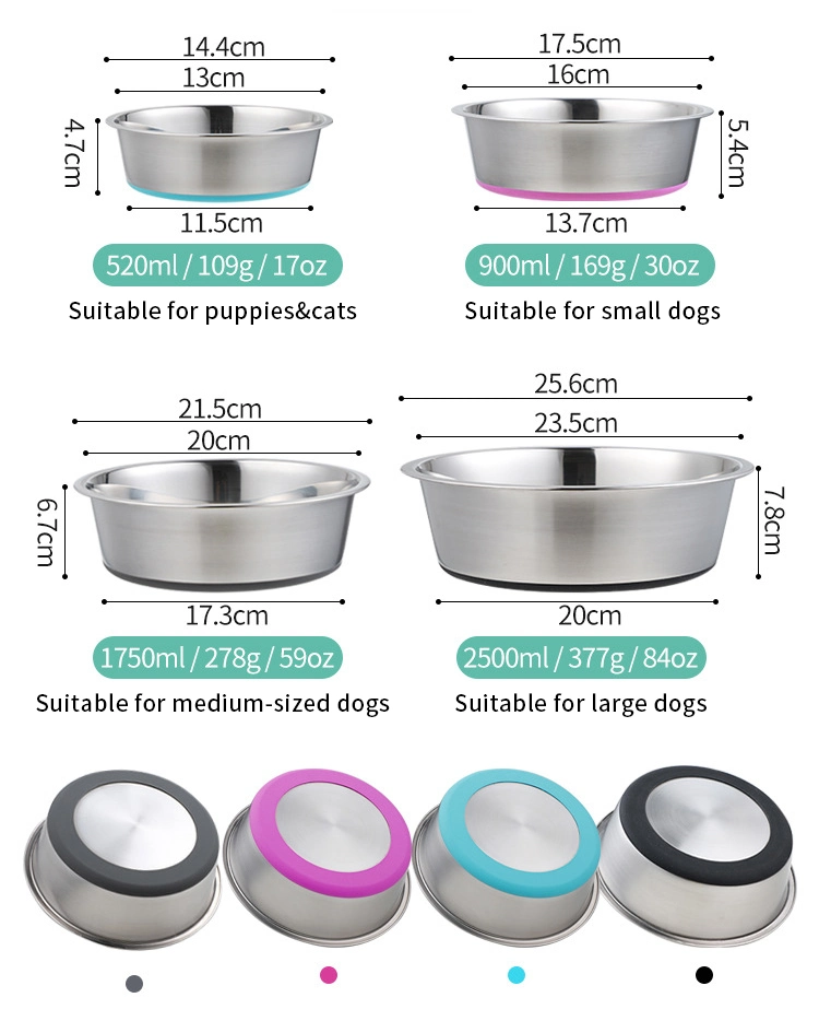 Metal Stainless Steel Non Slip Pet Dog Food Water Bowl