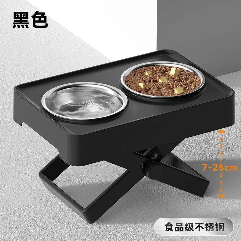 Durable 2 in 1 Elevated Plastic Foldable Stainless Steel 4L Dog Bowl