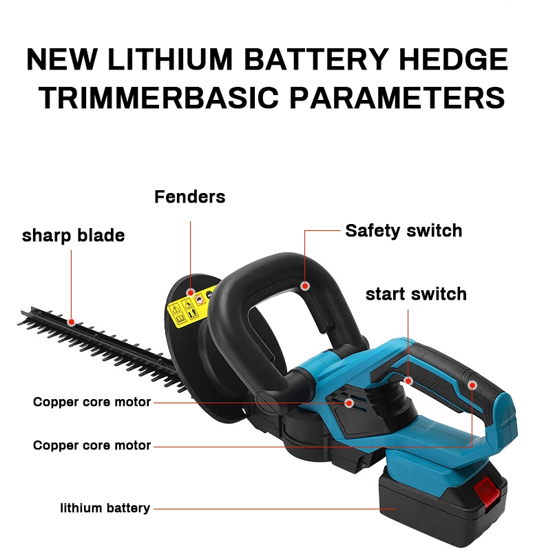 48V Lithium Battery Powered Electric Cordless Hedge Trimmer with Battery and Charger