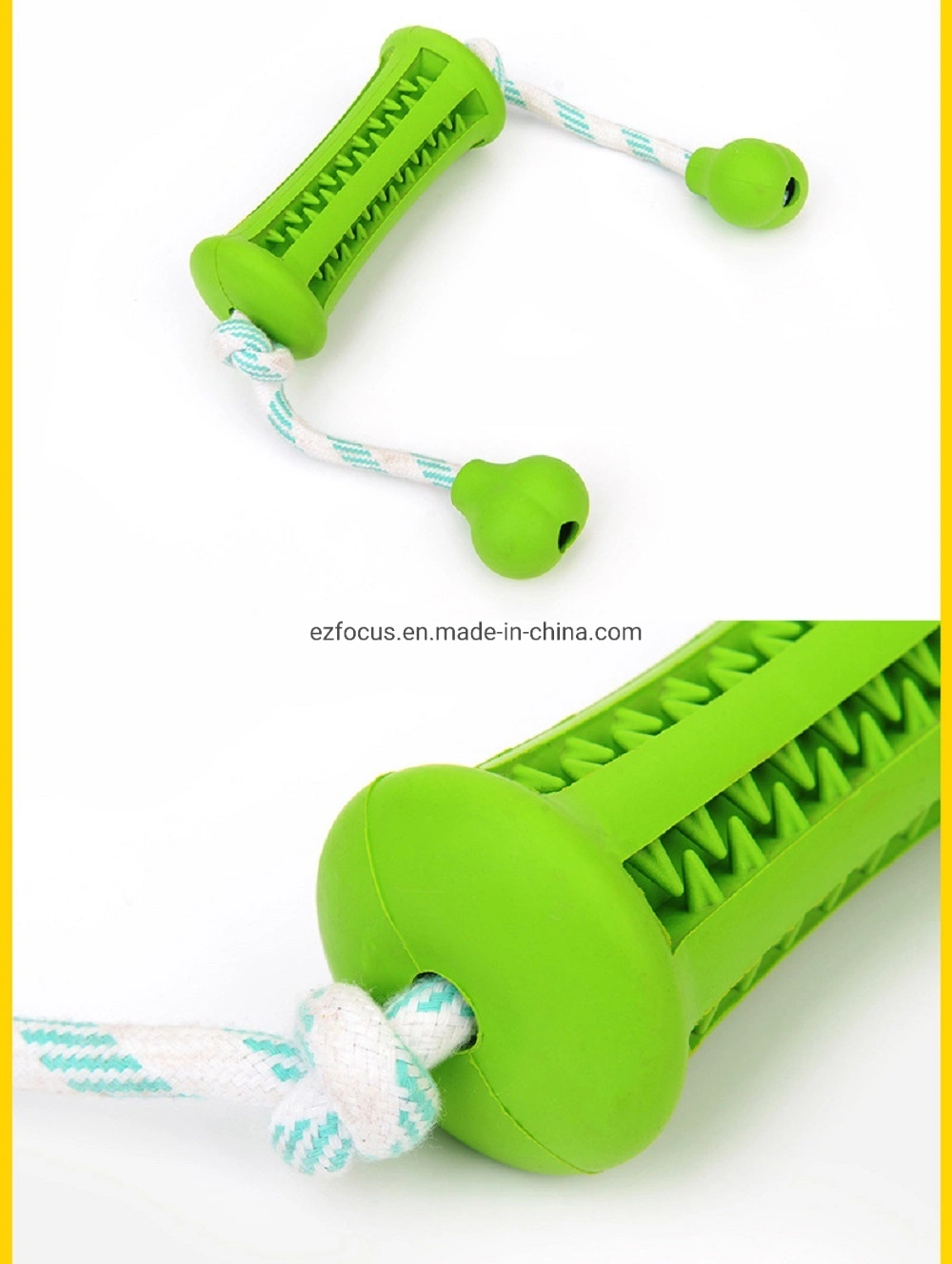 Dog Toy Cylinder on Rope, Dog Chew Toys, Dog Toys Treat Dispenser Chew Tug Rope Ball Wbb17689