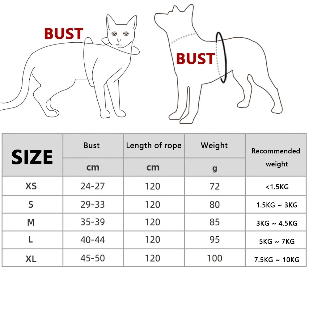 Cat Dog Adjustable Pet Accessories Harness Vest Walking Lead Leash
