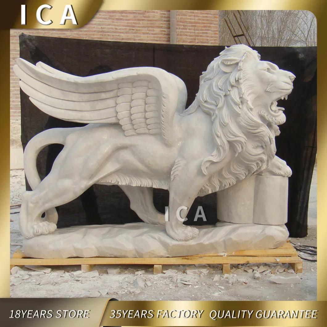 Life Size Outdoor Decoration Carving Marble Lying Lion Statue