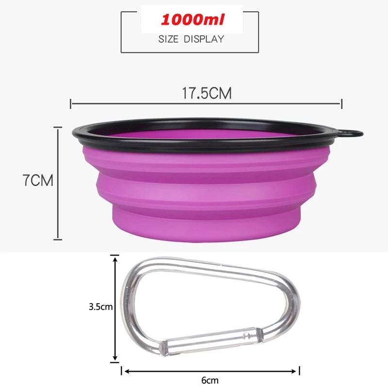 Portable Black Frame Dog Silicone Pet Foldable Water Bowl