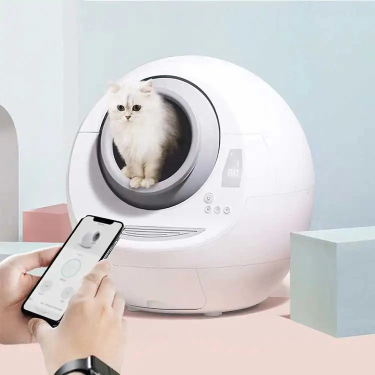 Smart Setting Almosphere Light Intelligent Control Cat Litter Box Auto Cleaning Cat Litter Tray Basin Luxury Ball Robbot Mute Automatic Self Cleaning Cat Toilet