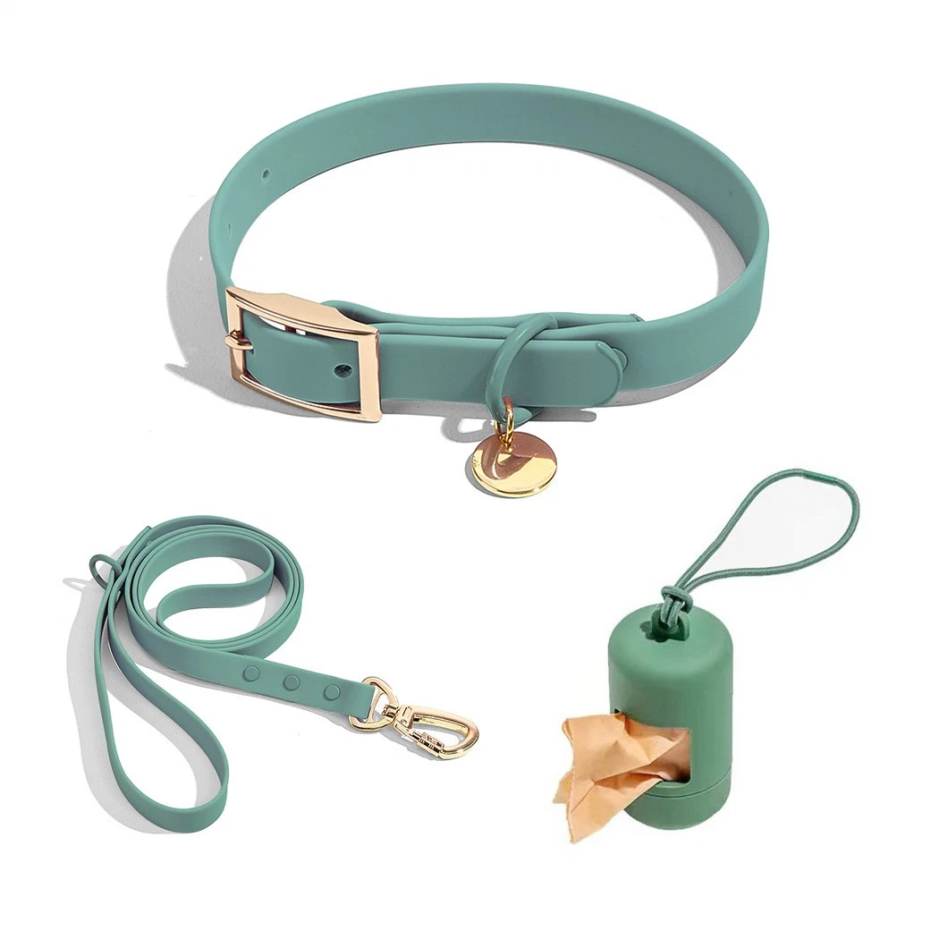 Pet Products PVC Dog Collar Modern Puppy Leash with Poop Bag Set