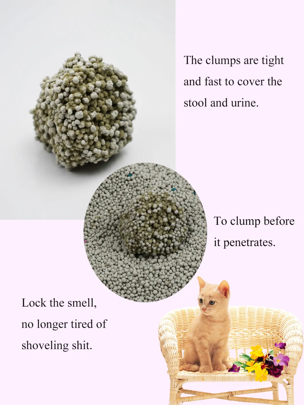 Pet Cat Litter with Easy Scoop and Hard Clump