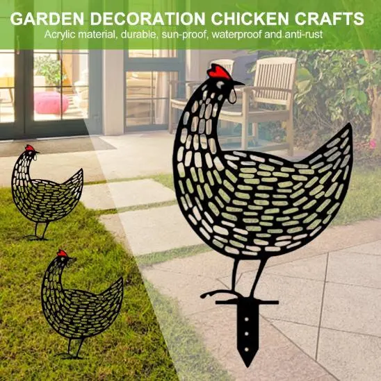 Easter Metal Hen Garden Backyard Decoration Chicken Yard Art Lawn Stakes Ornament
