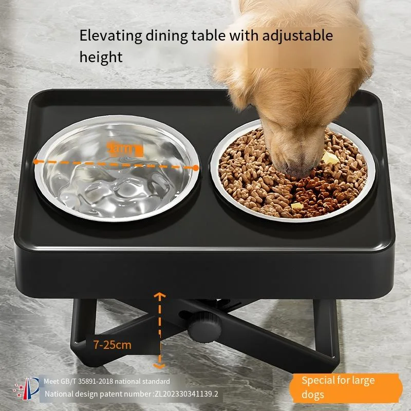 Durable 2 in 1 Elevated Plastic Foldable Stainless Steel 4L Dog Bowl