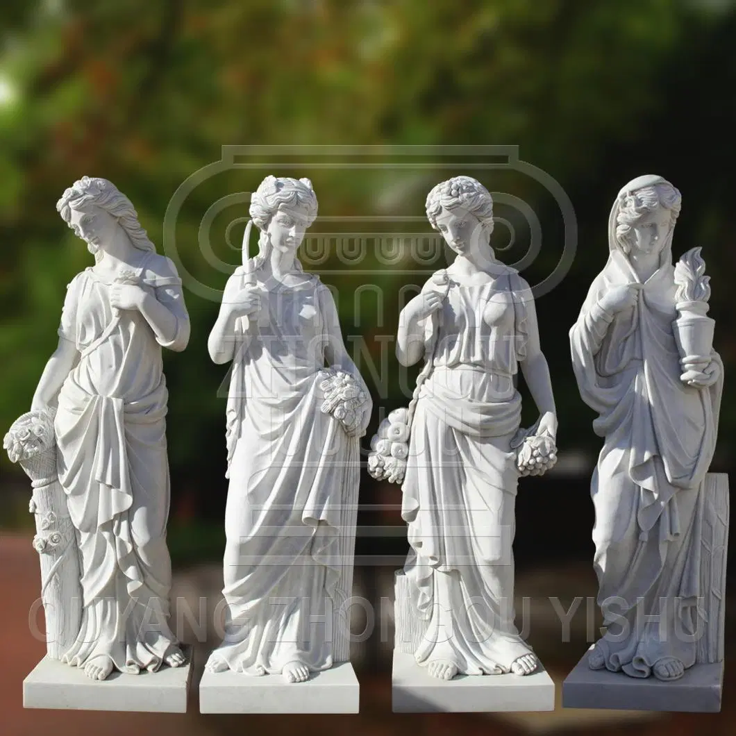 Hand Carved Marble Stone Four Season God Statues Garden Decoration Sculpture