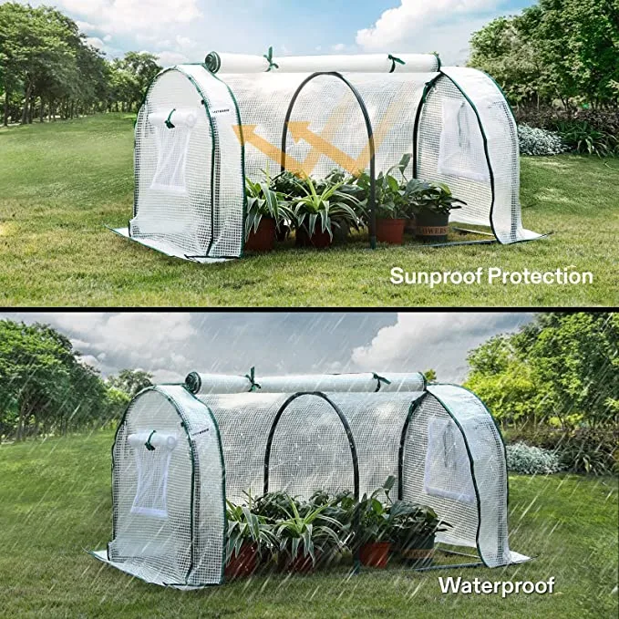 47.2 X 23.6 X 23.6 Inch Portable Mini Green House, PE Cover and Roll-up Zipper Door for Outdoor Plant Growing