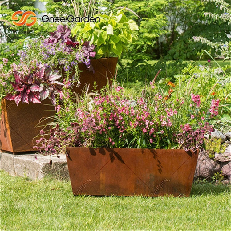 Garden Corten Steel Rusty Large Decorative Flower Pot