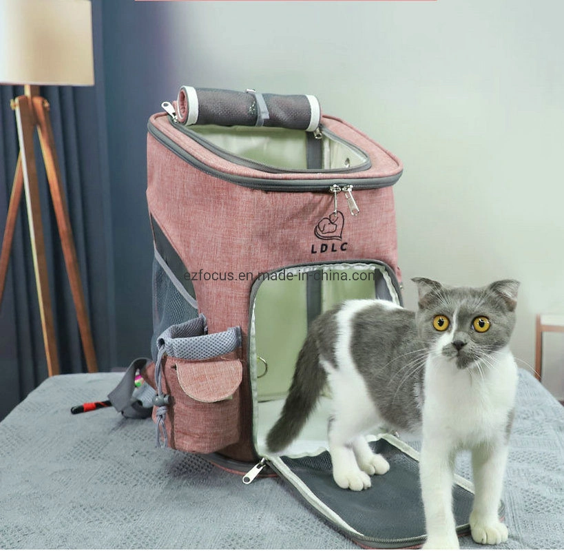 Travel Carrier Cat and Dog Backpack with Open Door and Air Ventilation Net Outdoor Double Entrance Pet Bags Wbb12502