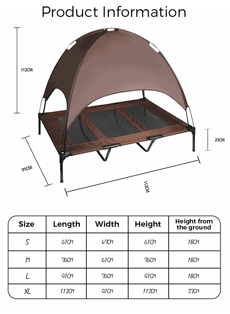 Portable Chew Proof Raised Large Dog Elevated Bed Pet Folding Outdoor Bed with Canopy