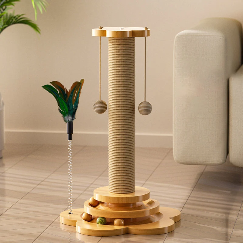 Solid Wood Turntable Durable Sisal Scratching Board Cat Scratching Post Cat Toys