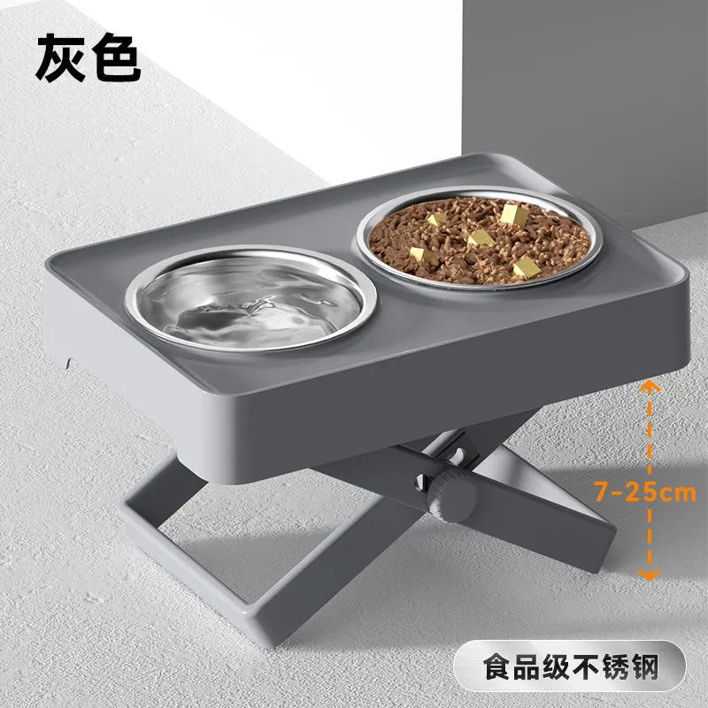 Durable 2 in 1 Elevated Plastic Foldable Stainless Steel 4L Dog Bowl