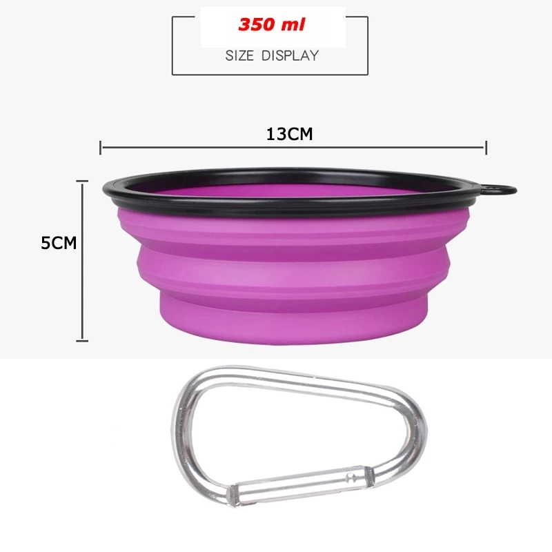 Portable Black Frame Dog Silicone Pet Foldable Water Bowl