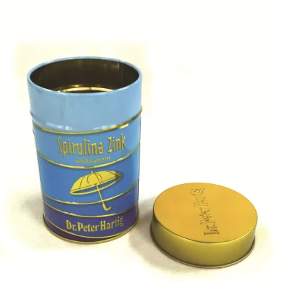 Custom Small Round Metal Canister Cookie Biscuit Packaging Tea Tin Cylinder