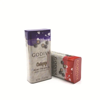 Custom Small Rectangular Metal Gummy Candy Mint Tin Box with Hinged Lid
