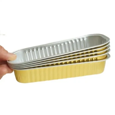 Microwave Oven Safe Baking Mold Aluminum Foil Cake Cup Disposable Baking Rectangular Muffin Tin Mousse Cheese Box with Clear Lid