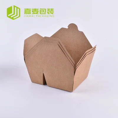 Custom Printed Recyclable Lunch Box Kraft Brown Food Boxes Disposable Kraft Paper Fried Chicken Packaging Box Salad Box Food Packaging