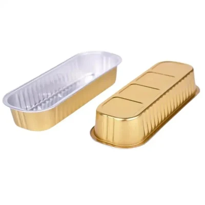 Microwave Oven Safe Baking Mold Aluminum Foil Cake Cup Disposable Baking Rectangular Muffin Tin Mousse Cheese Box with Clear Lid