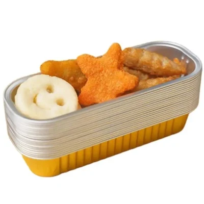 Microwave Oven Safe Baking Mold Aluminum Foil Cake Cup Disposable Baking Rectangular Muffin Tin Mousse Cheese Box with Clear Lid