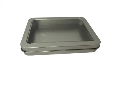 Rectangle Tin with Clear Pet Window Custom Tin Can Metal Tin Container Packaging Tin Box