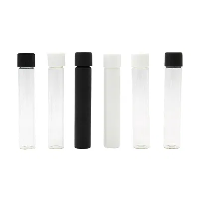 Custom 116mm 125mm King Size Pre Packaging Rolled Tube with Logo CRC Glass Tube Child Proof Glass Vials with Cr Lids