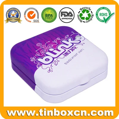 Mini Small Square Metal Box Candy Gum Sweets Mints Tin with Inserts