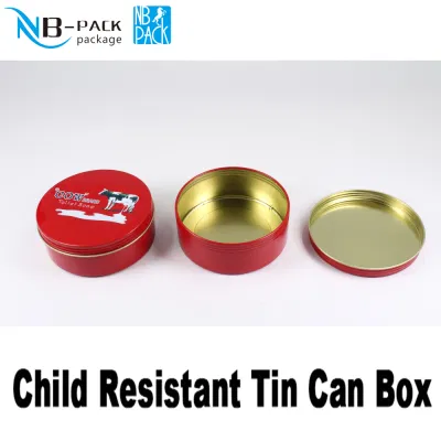 Custom Cr Child Resistance Lid Slide Tin Can Packaging