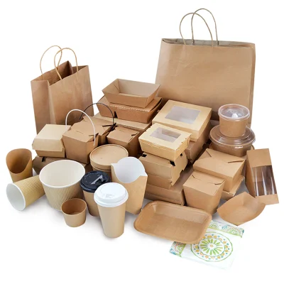 Disposable Takeaway Biodegradable Printed Paper Box Fast Food Packaging
