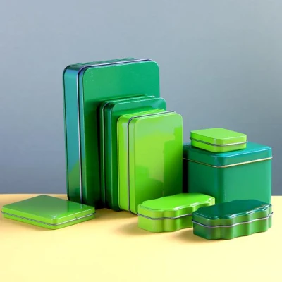 Metal Rectangular Empty Hinged Tins Box Container for Tea Candy