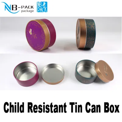 Custom Cr Child Resistance Lid Slide Tin Can Packaging