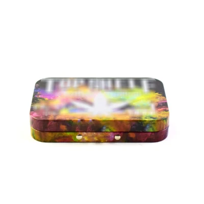 Custom Wholesale Waterproof Cmyk Print Child Resistant Slide Pre Roll Child Proof Square Tobacco Tin Box Packaging