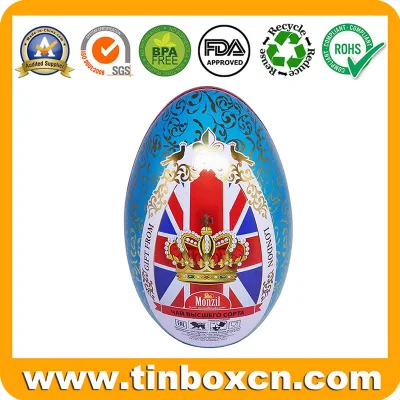 Decorative Easter Egg-Shaped Metal Gift Box Christmas Egg Tin for Chocolate Candy