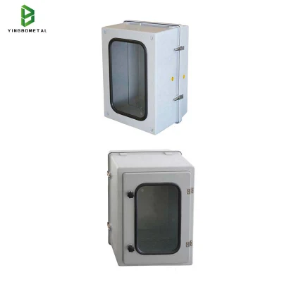 2 Door Metal Hinged Aluminum Enclosure Distribution Control Box with Clear for Electronics