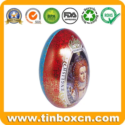 Decorative Easter Egg-Shaped Metal Gift Box Christmas Egg Tin for Chocolate Candy