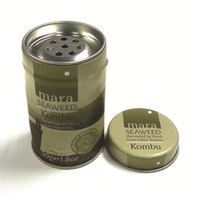 Custom Small Round Double Lids Window Tin Spice Box/Containers/Shaker