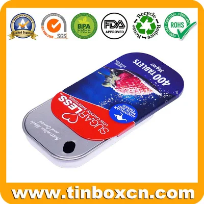 Metal Sliding Metal Mint Tin Box with Slide Top for Candy Sweets