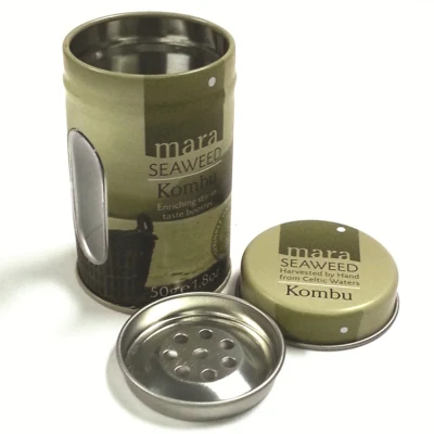 Custom Small Round Double Lids Window Tin Spice Box/Containers/Shaker